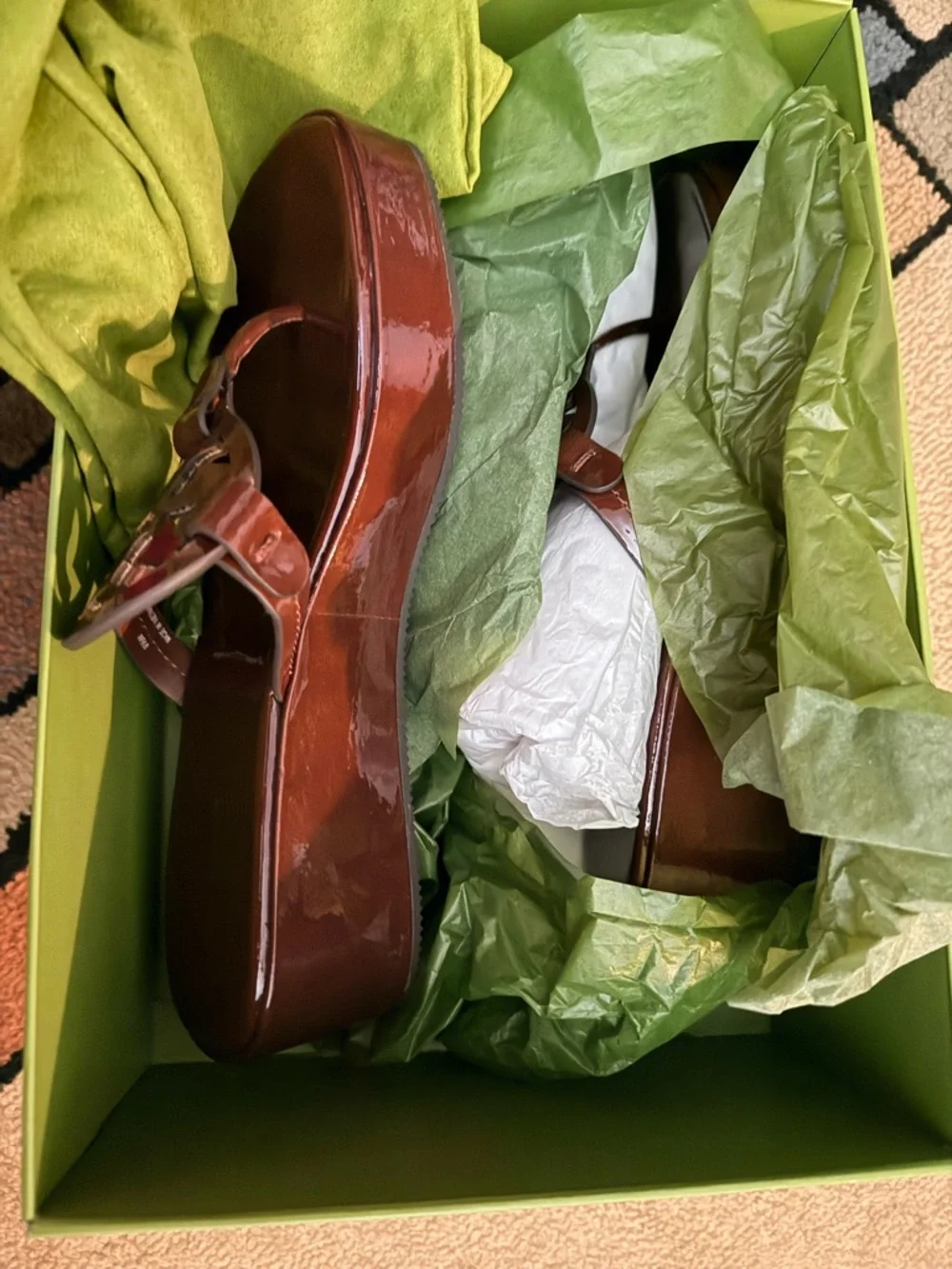 NIB Tory Burch Miller Leather Wedge 25mm Sandals Russet Brown Size 7.5